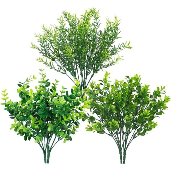 6 Bundles Artificial Greenery Stems Mixed Fake Plants Eucalyptus Rosemary Stems - Picture 1 of 7